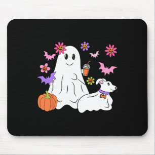 Funny Ghost Walking Dog Spooky Ghost Coffee Hallow Mouse Mat