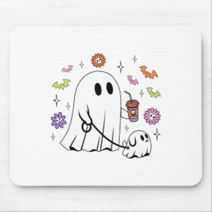 Funny Ghost Walking Dog Spooky Ghost Coffee Hallow Mouse Mat