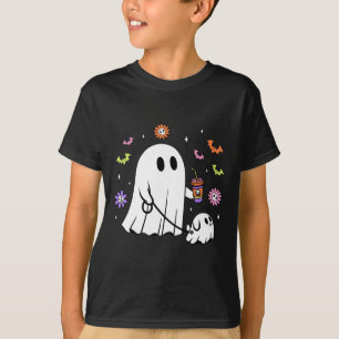 Funny Ghost Walking Dog Spooky Ghost Coffee Hallow T-Shirt