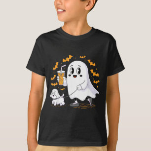 Funny Ghost Walking Dog Spooky Ghost Coffee T-Shirt