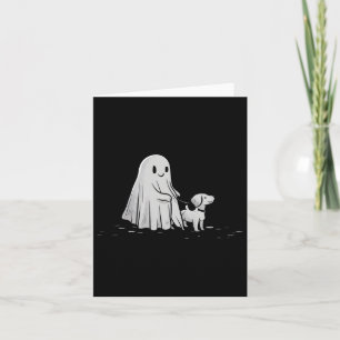 Funny Ghost Walking Dog Spooky Season Halloween Card