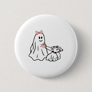 Funny Ghost Walking Dog Spooky Season Halloween Co 6 Cm Round Badge