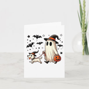 Funny Ghost Walking Dog Spooky Season Halloween Co Card