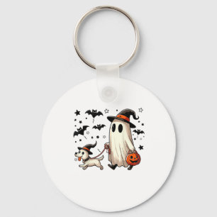 Funny Ghost Walking Dog Spooky Season Halloween Co Key Ring
