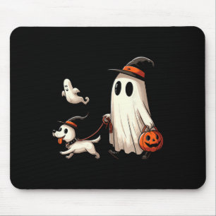 Funny Ghost Walking Dog Spooky Season Halloween Co Mouse Mat