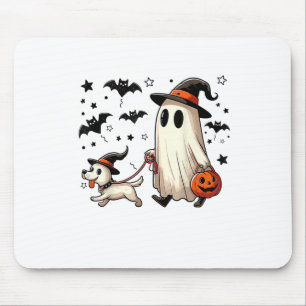 Funny Ghost Walking Dog Spooky Season Halloween Co Mouse Mat