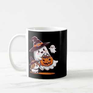 Funny Ghost Walking Dog Spooky Season Halloween Coffee Mug