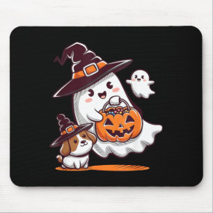 Funny Ghost Walking Dog Spooky Season Halloween Mouse Mat