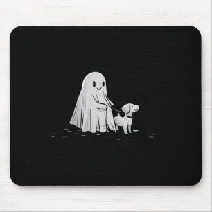 Funny Ghost Walking Dog Spooky Season Halloween Mouse Mat