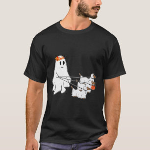 Funny Ghost Walking With Three Dog Halloween Fall T-Shirt