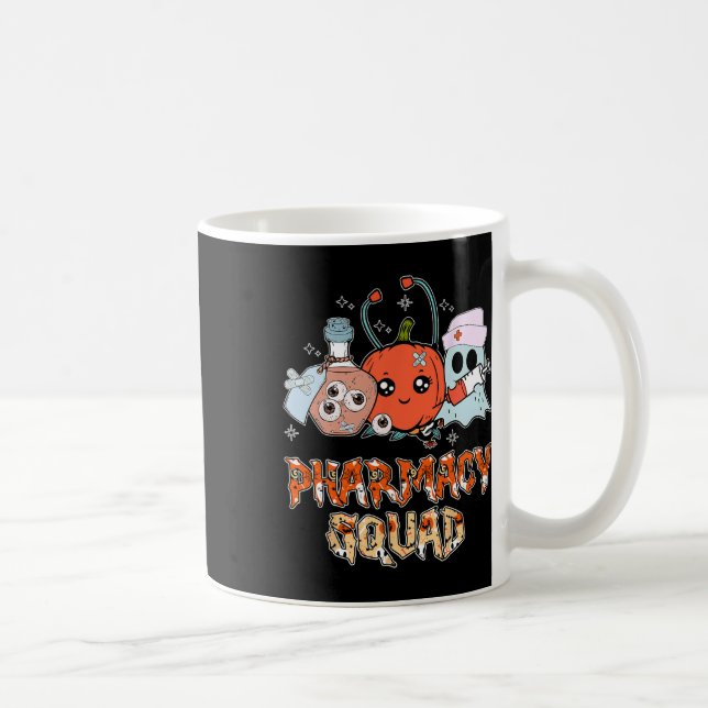Funny Ghost Witch Pumpkin Pills Pharmacy Squad Hal Coffee Mug (Right)