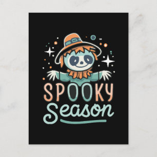 funny ghost with hats, spooky season postcard