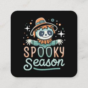 funny ghost with hats, spooky season square business card