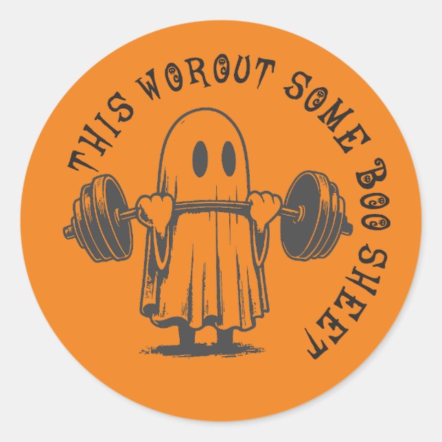 Funny Ghost Workout "Boo Sheet" Sticker (Front)
