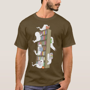 Funny Ghosts books haunted library coffee Hallowee T-Shirt