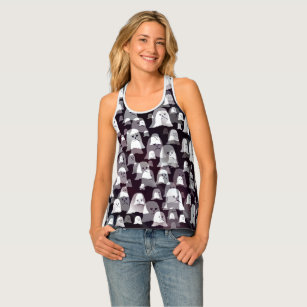 funny, ghosts, ghost, halloween, glossy, gold, tank top