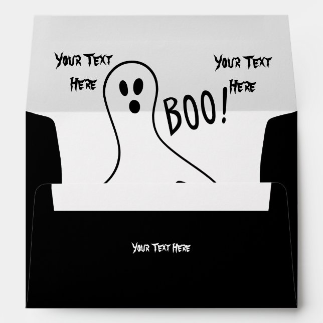funny ghosts shouting boo halloween design envelopes (Back (Bottom))