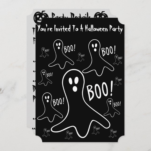 funny ghosts shouting boo! halloween invitation (Front/Back)