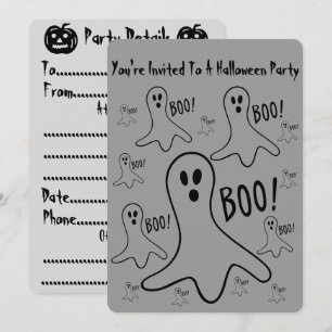 funny ghosts shouting boo halloween Party Invite