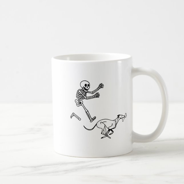 Funny Ghound Running Skeleton Halloween  Coffee Mug (Right)