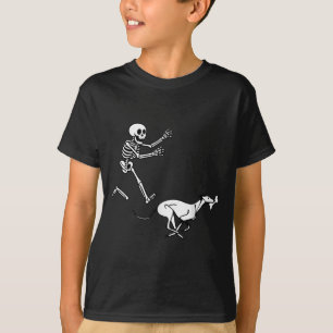 Funny Ghound Running Skeleton Halloween  T-Shirt