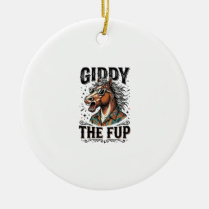 Funny Giddy The Fup Horse Vintage Engraving Shirt_ Ceramic Tree Decoration