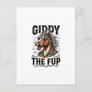 Funny Giddy The Fup Horse Vintage Engraving Shirt_ Postcard