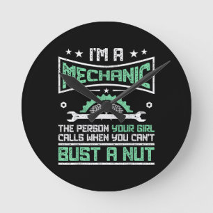Funny Gift 4 Mechanics Adult Humour Gift Round Clock