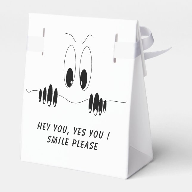 Funny Gift Box Curiosity Eyes Smile - Custom Text (Back Side)