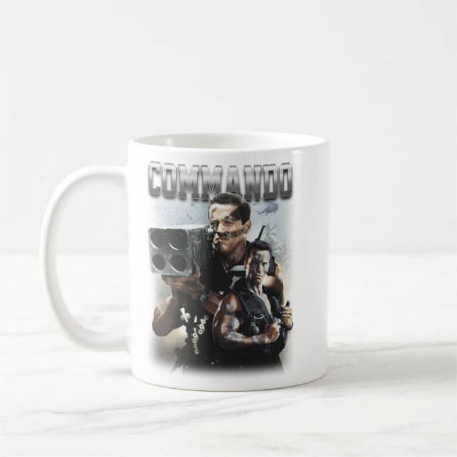 Funny Gift Commando Bootleg Tee Arnold Schwarzeneg Coffee Mug (Left)