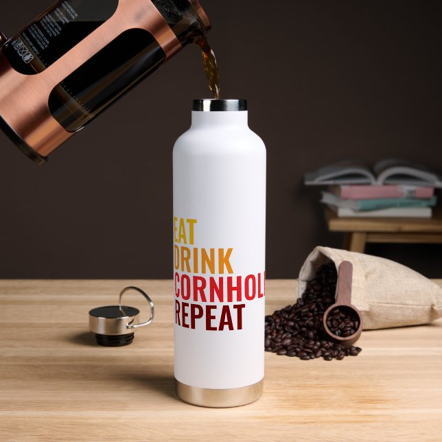 Funny Gift Cornhole Lover Colour Gradient Water Bottle (Coffee (Rotated))