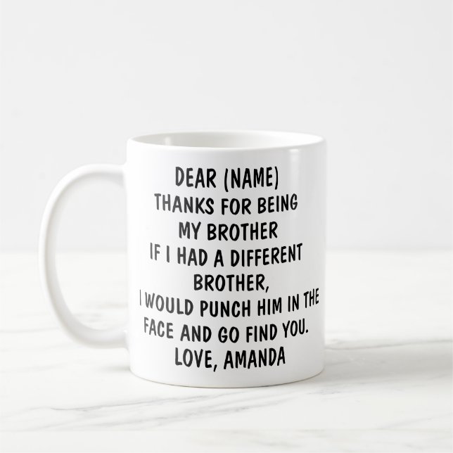 Funny Gift For Brother | Personalised Brother  Coffee Mug (Left)