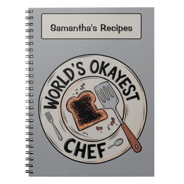 Funny Gift for Cooks: World's Okayest Chef Design Notebook (Front)