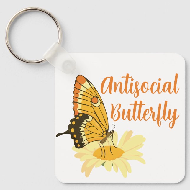 Funny gift for Introvert Antisocial Butterfly Key Ring (Front)