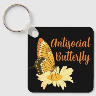 Funny gift for Introvert Antisocial Butterfly Key Ring