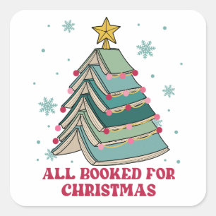 Funny Gift for Librarian, All Booked For Christmas Square Sticker
