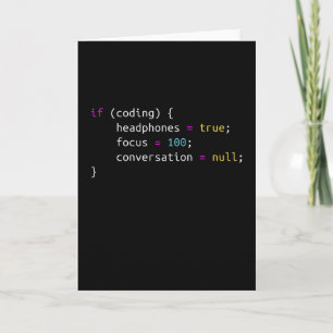 Funny gift for Programmer   Headphones Card