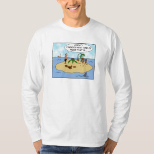 Funny Gift for Woodturner Deserted Island Cartoon T-Shirt