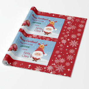 Funny Gift From Santa Rudolph Snowflakes Kids   Wrapping Paper