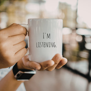 Funny Gift Good Listener Two-Tone Coffee Mug
