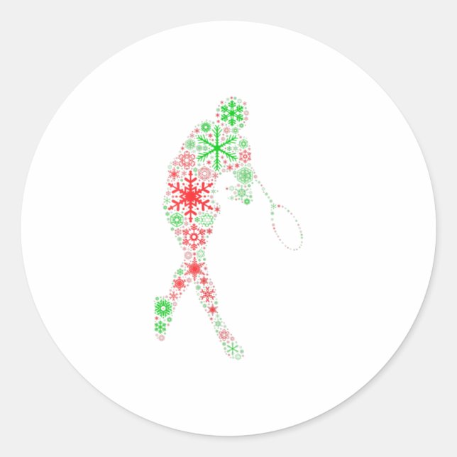 Funny Gift Snowflake - Tennis racket ba Classic Round Sticker (Front)