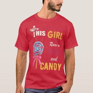 Funny Gift Watercolor Girl Run On Jesus And Candy T-Shirt