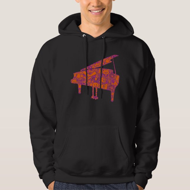 Funny Gift Witch Bat Web Pumpkin Ghost  Piano Hall Hoodie (Front)
