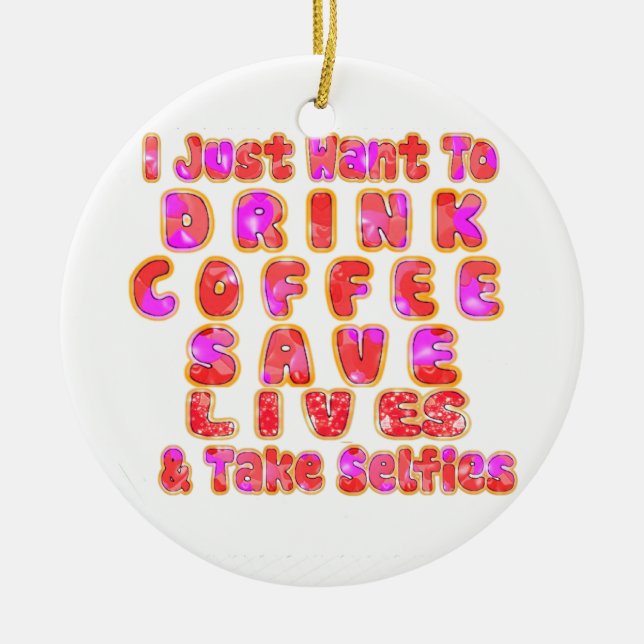 Funny Gifts for Coffee Lovers Ceramic Tree Decoration (Front)