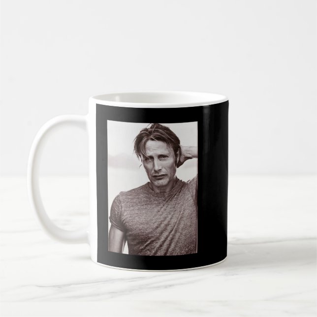 Funny Gifts Mikkelsen Danish Mads Actor  Retro Wav Coffee Mug (Left)
