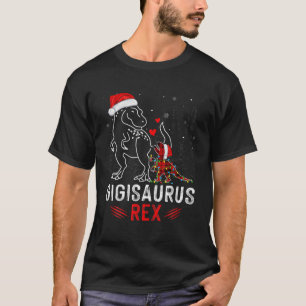 Funny Gigisaurus Rex Dinosaur Red Plaid Christmas T-Shirt