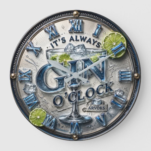 Funny Gin Bar Decor Cocktail & Mixology  Large Clock (Front)