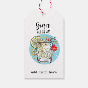 funny Gin christmas card jingle all the way Gift Tags