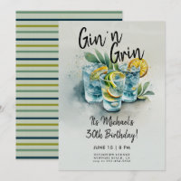 Funny Gin n Grin Drinks Party Men 30th Birthday