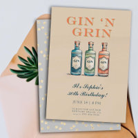 Funny Gin n Grin Humourous Elegant 30th Birthday